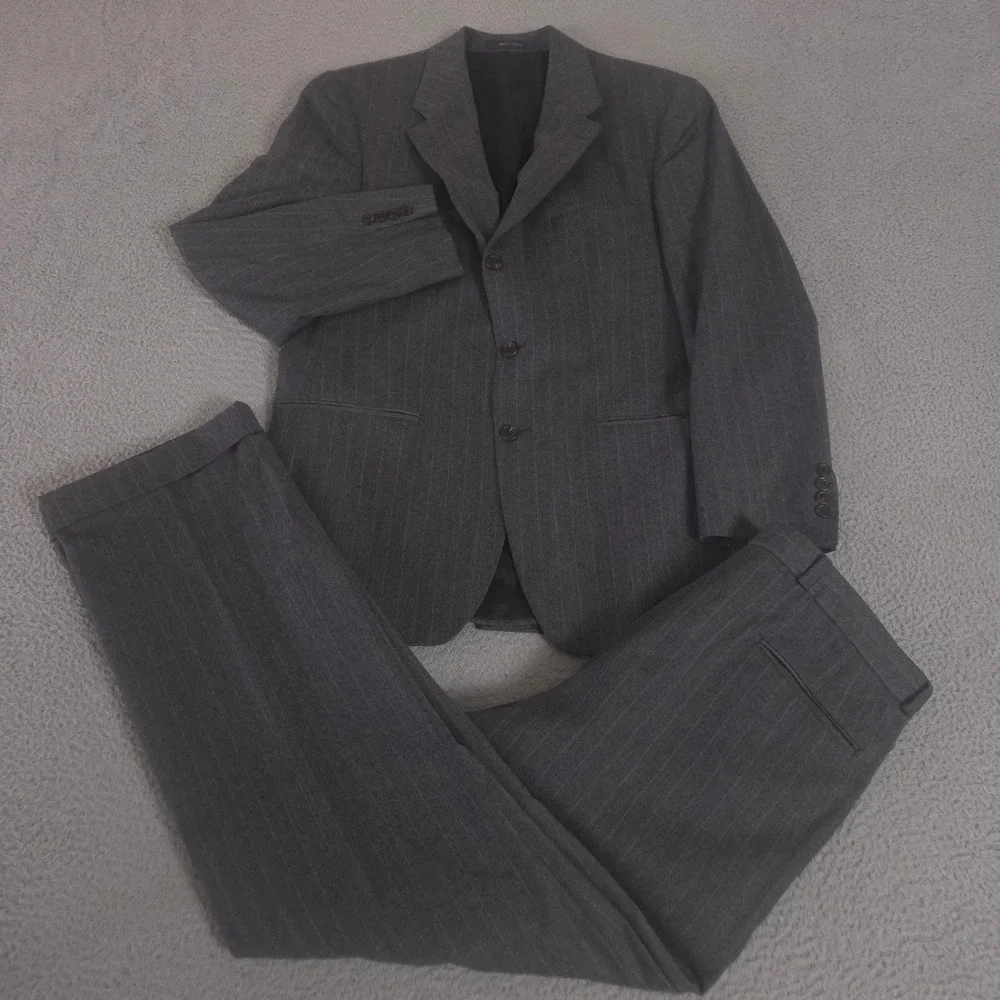 VINTAGE Chaps Ralph Lauren 2-Piece Suit Mens 40R Pants 34x34 Pinstripe Wool 90s